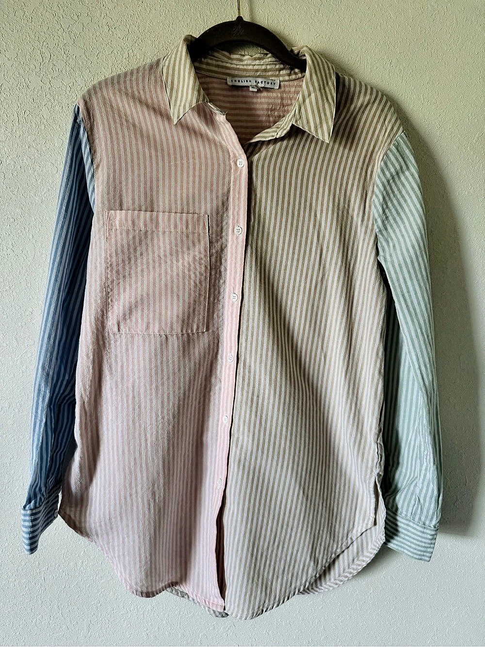 English Factory Striped Color Block Button-Up Shirt XS